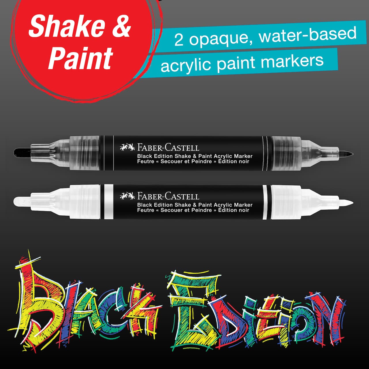 Black Edition Shake & Paint Markers - Black & White 2ct