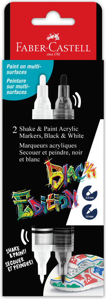 Black Edition Shake & Paint Markers - Black & White 2ct
