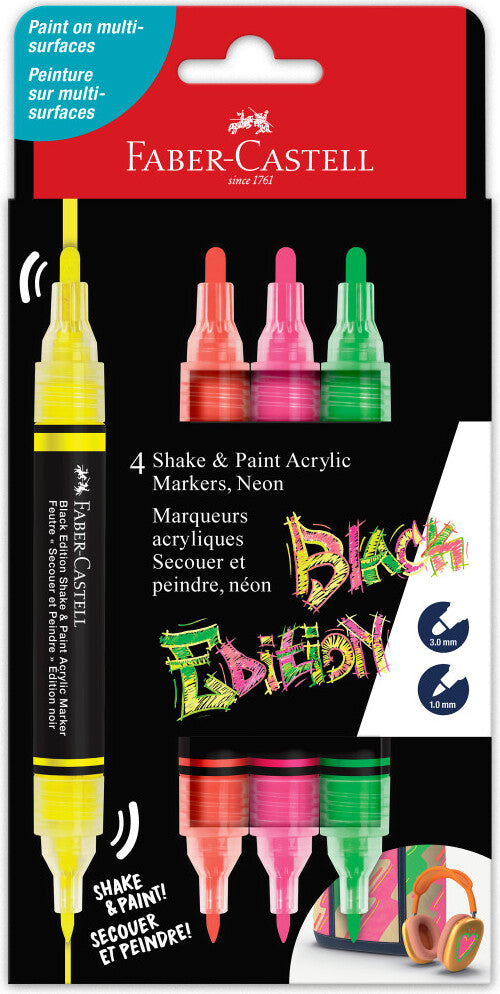 Black Edition Shake & Paint Markers - Neon 4ct