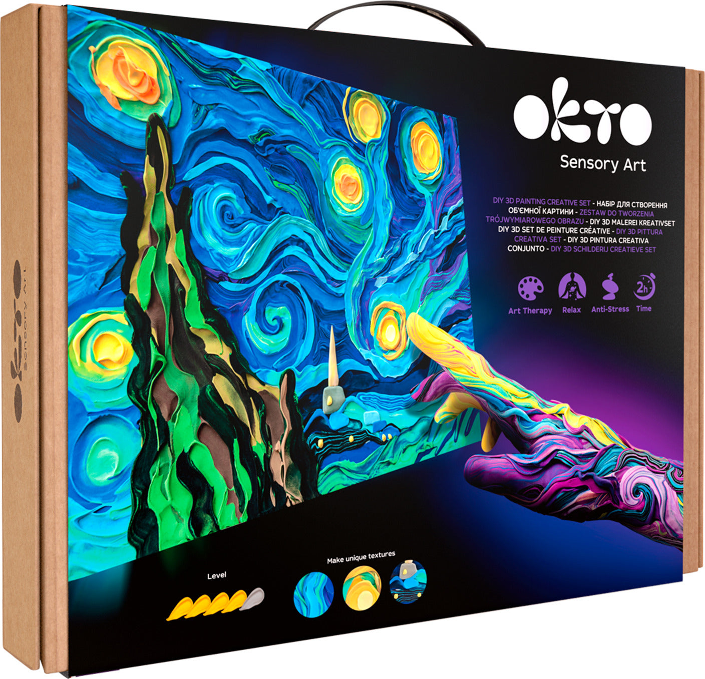 OKTO Sensory Art 3D Painting "Starry Night" – 11.8" x 15.7" Canvas Kit