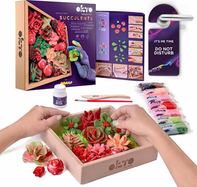 OKTO Sensory Art 3D Woodcraft "Passion" – Succulent Craft Kit