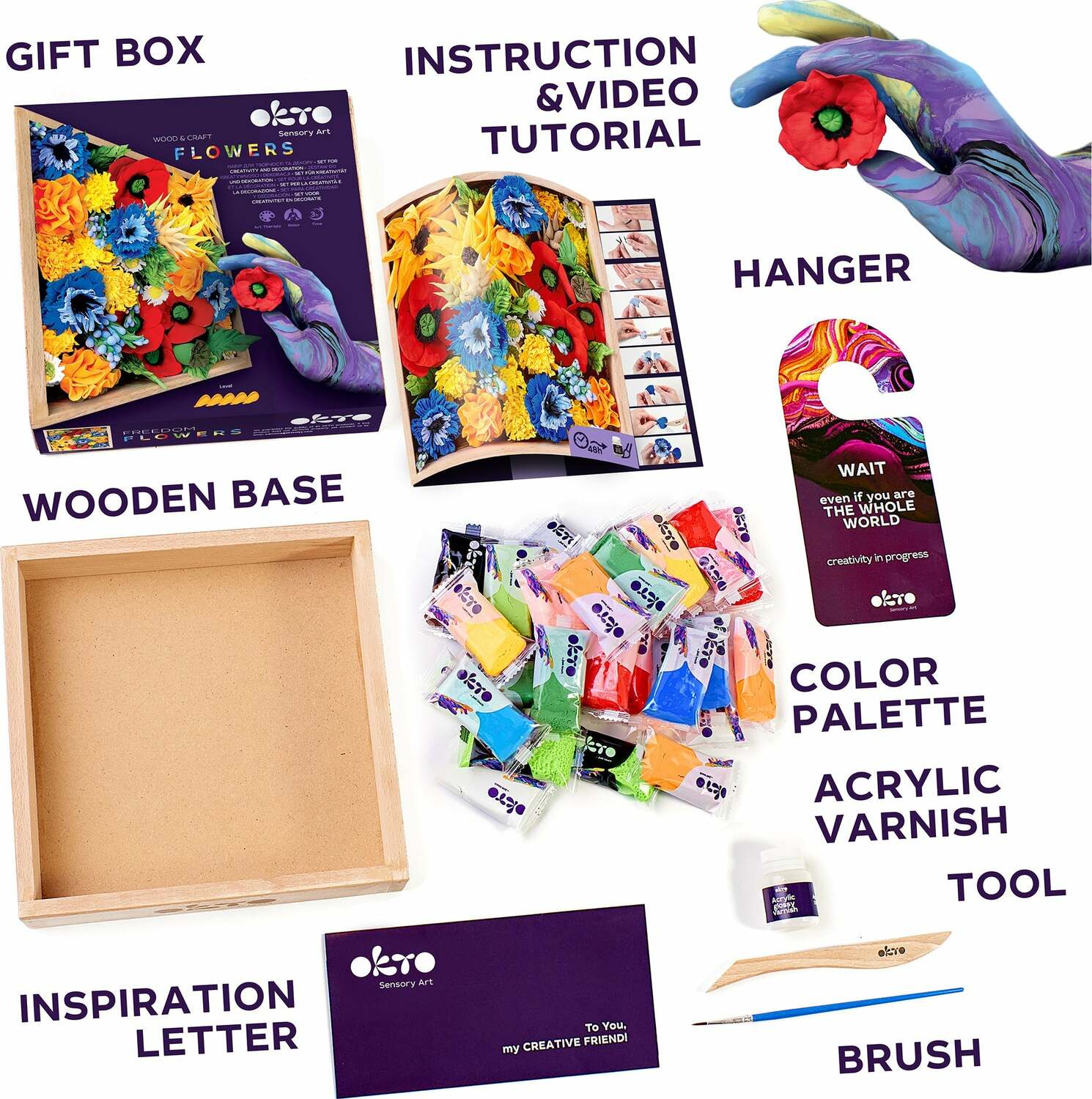 OKTO Sensory Art 3D Woodcraft "Freedom" – Flowers Craft Kit