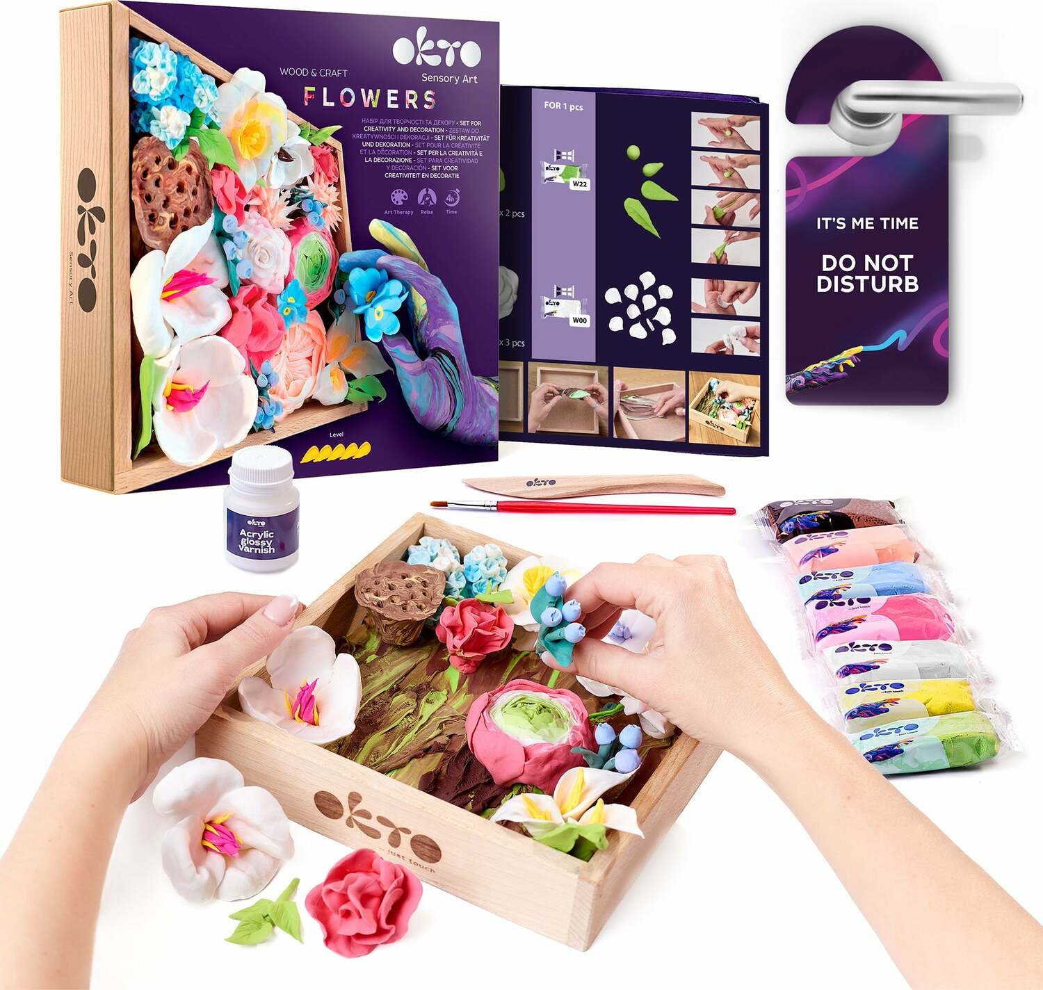 OKTO Sensory Art 3D Woodcraft "Romance" – Flowers Craft Kit