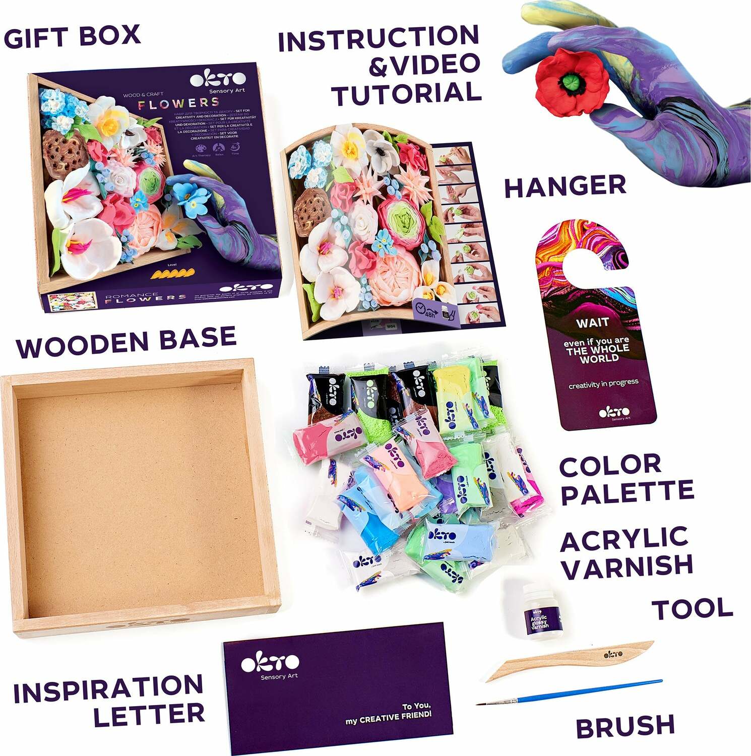 OKTO Sensory Art 3D Woodcraft "Romance" – Flowers Craft Kit