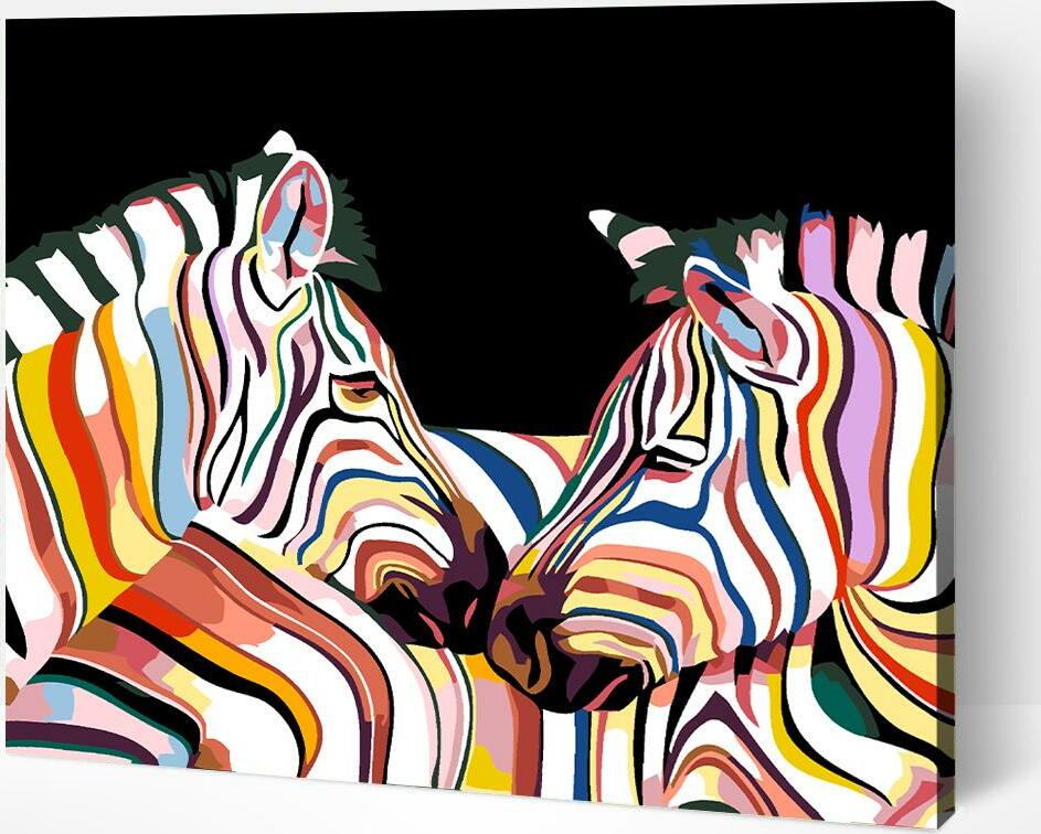 Zebras – Paint by Numbers Kit | Artwille | 14x18 inch Canvas