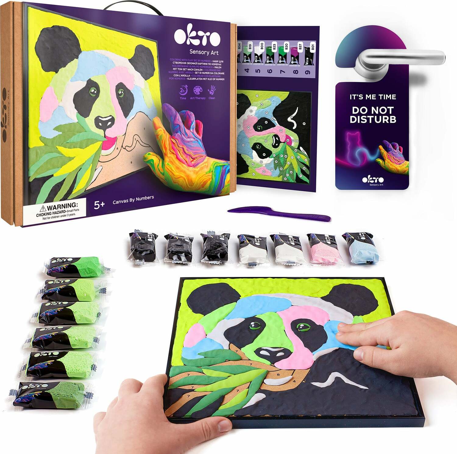 OKTO Clay-by-Numbers Kit – "Panda" (11.4" x 11.4")