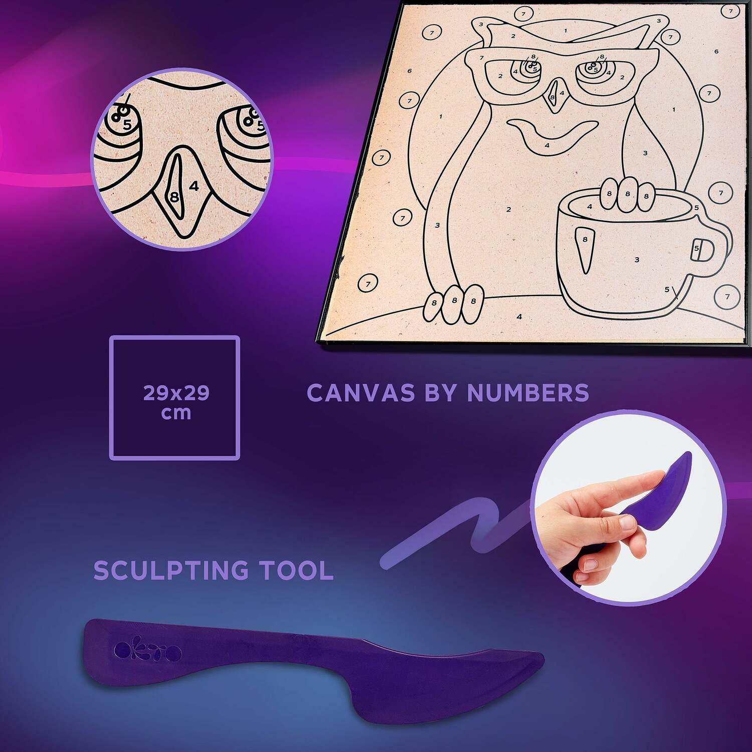 OKTO Clay-by-Numbers Kit – "Owl" (11.4" x 11.4")