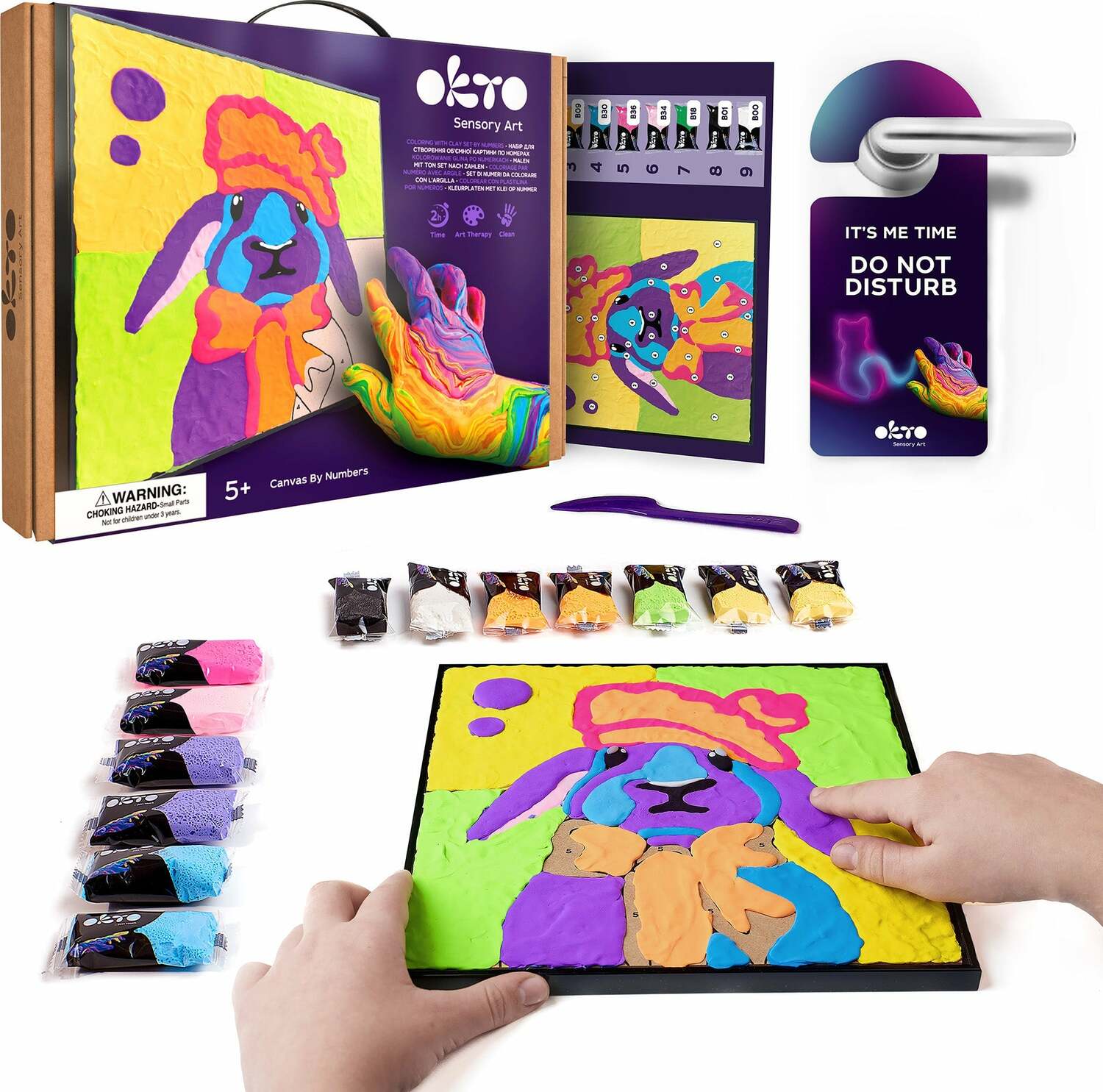OKTO Clay-by-Numbers Kit – "Bunny" (11.4" x 11.4")