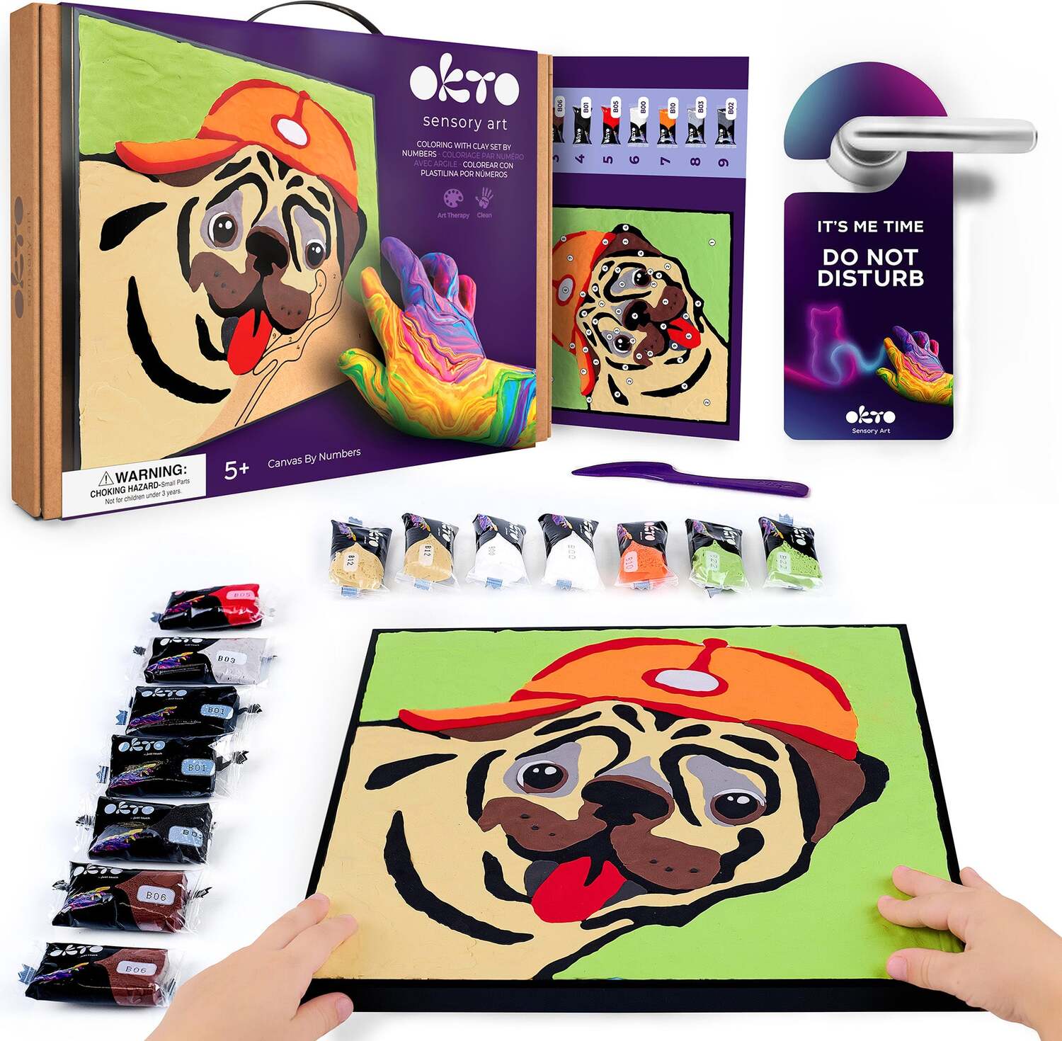 OKTO Clay by Numbers - Pug Dog - (16.54 x 12.01 in) - Ages 5+