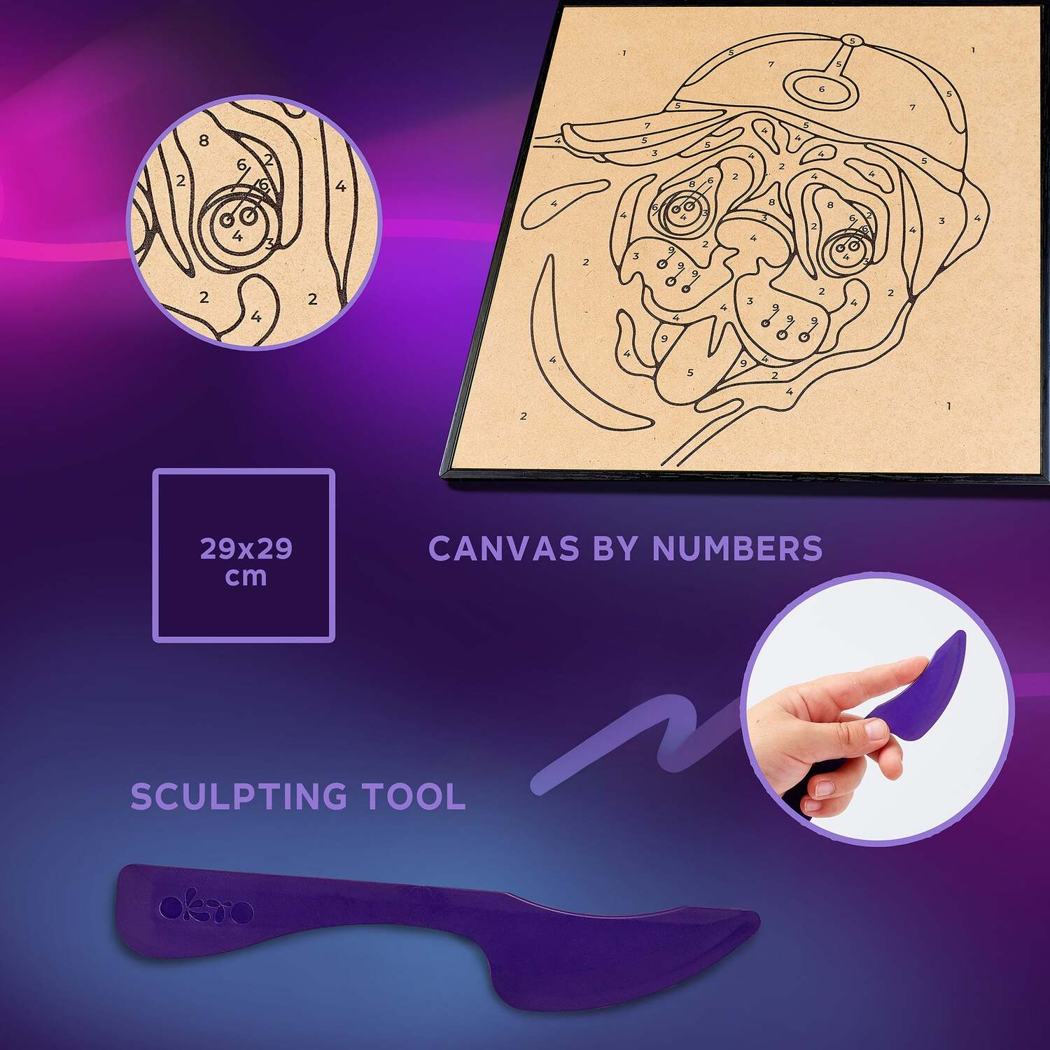 OKTO Clay by Numbers - Pug Dog - (16.54 x 12.01 in) - Ages 5+