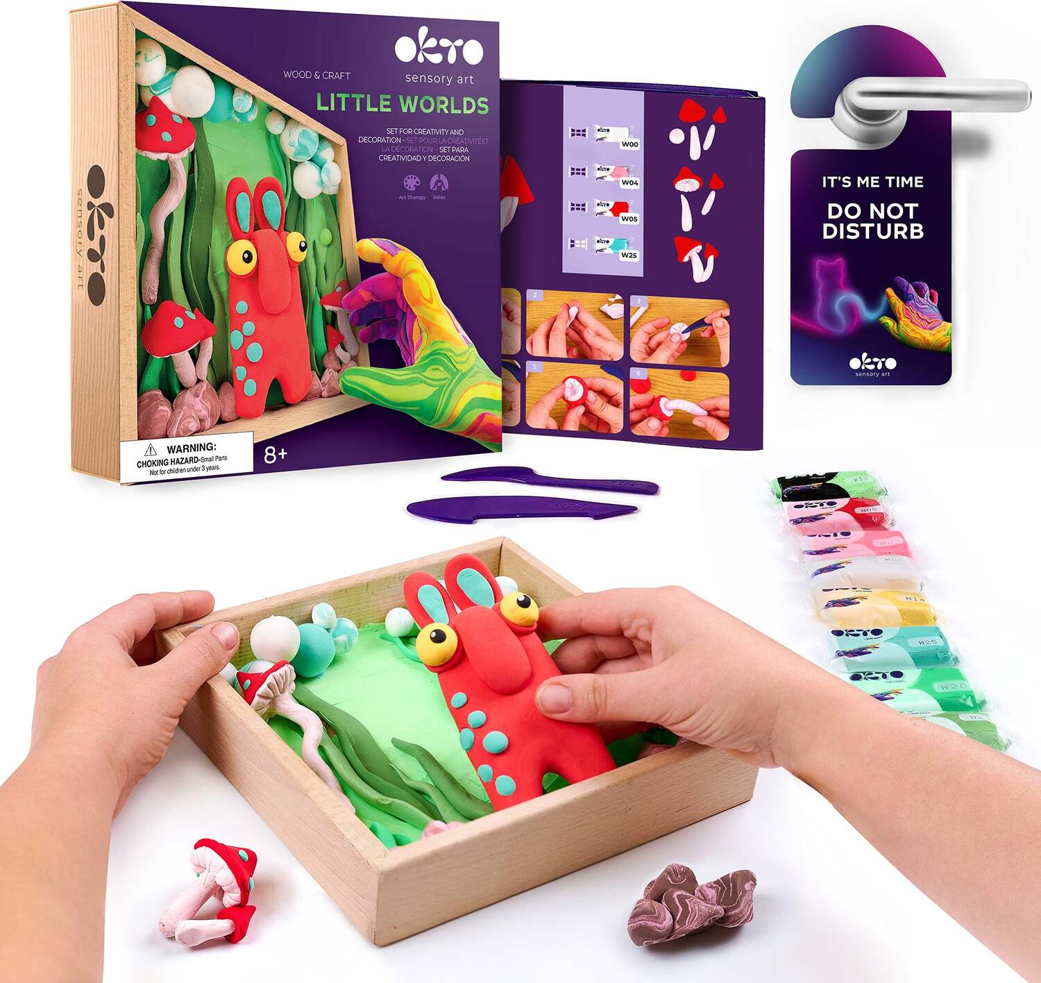 OKTO Little Worlds - Mommy Troll - Foam Air‑Dry Clay Wooden Art Kit (8.3" Square) - Ages 8+