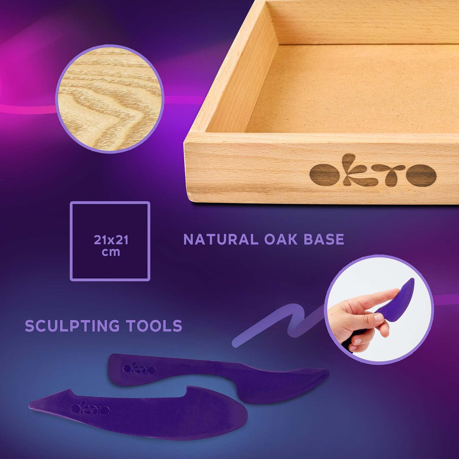 OKTO Little Worlds - Mommy Troll - Foam Air‑Dry Clay Wooden Art Kit (8.3" Square) - Ages 8+