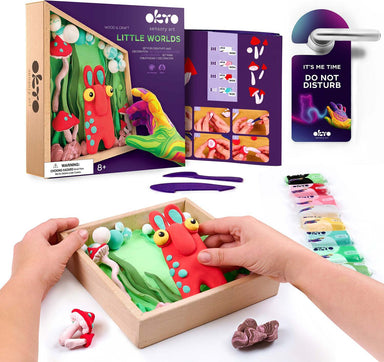OKTO Little Worlds - Mommy Troll - Foam Air‑Dry Clay Wooden Art Kit (8.3" Square) - Ages 8+