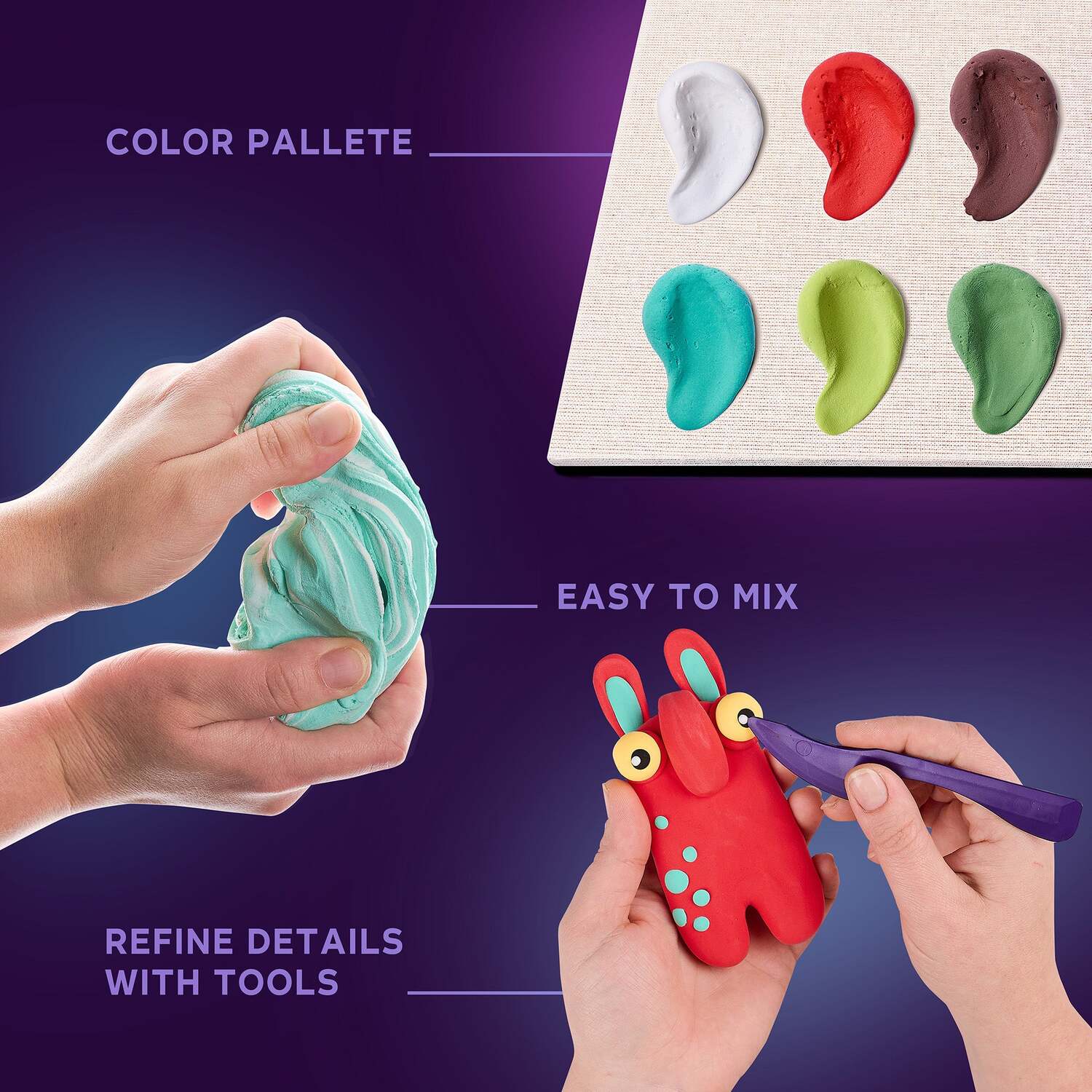 OKTO Little Worlds - Mommy Troll - Foam Air‑Dry Clay Wooden Art Kit (8.3" Square) - Ages 8+