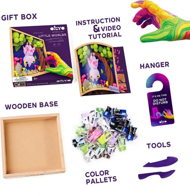 OKTO Little Worlds - Bat - Foam Air‑Dry Clay Wooden Art Kit (-8.3" Square) - Ages 8+