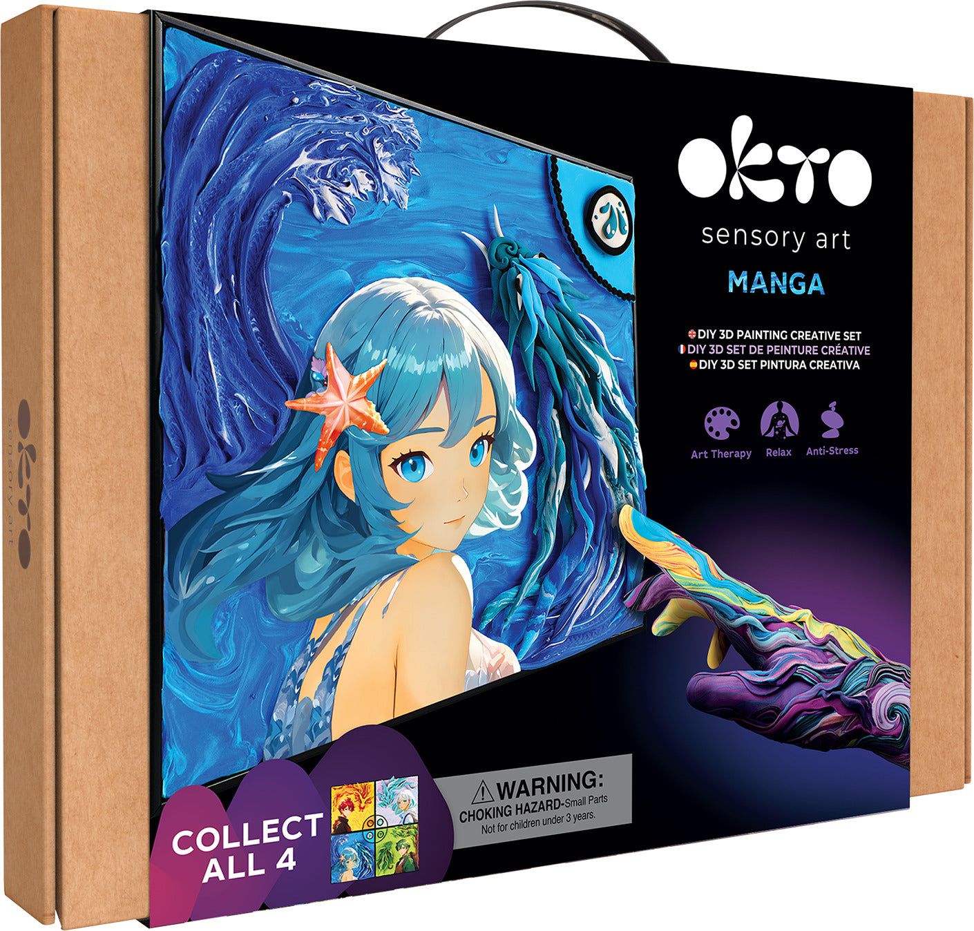 OKTO Manga Elements - Water - 3D Clay Canvas Kit (11.8 x 15.7 in) - Ages 10+