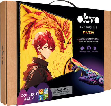 OKTO Manga Elements - Fire - 3D Clay Canvas Kit (11.8 x 15.7 in) - Ages 10+