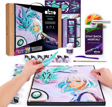 OKTO Manga Elements - Air - 3D Clay Canvas Kit (11.8 x 15.7 in) - Ages 10+