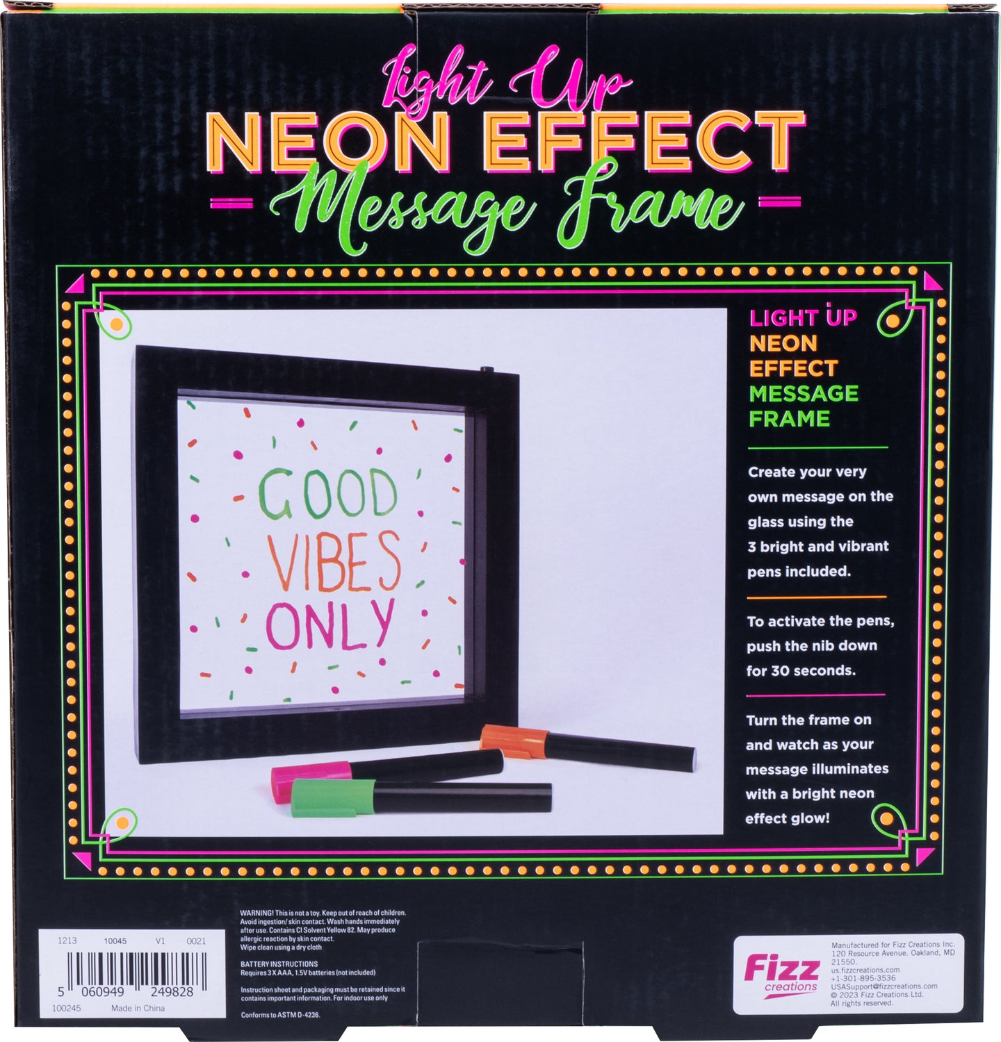 Light Up Neon Effect Message Frame