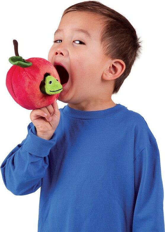 Worm in Apple Finger Puppet