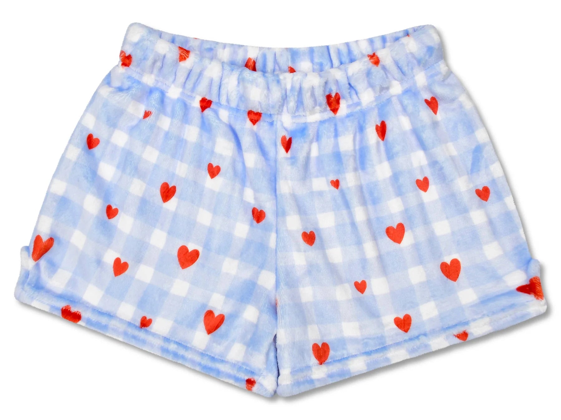 Gingham Hearts Plush Shorts - Youth Large (14)