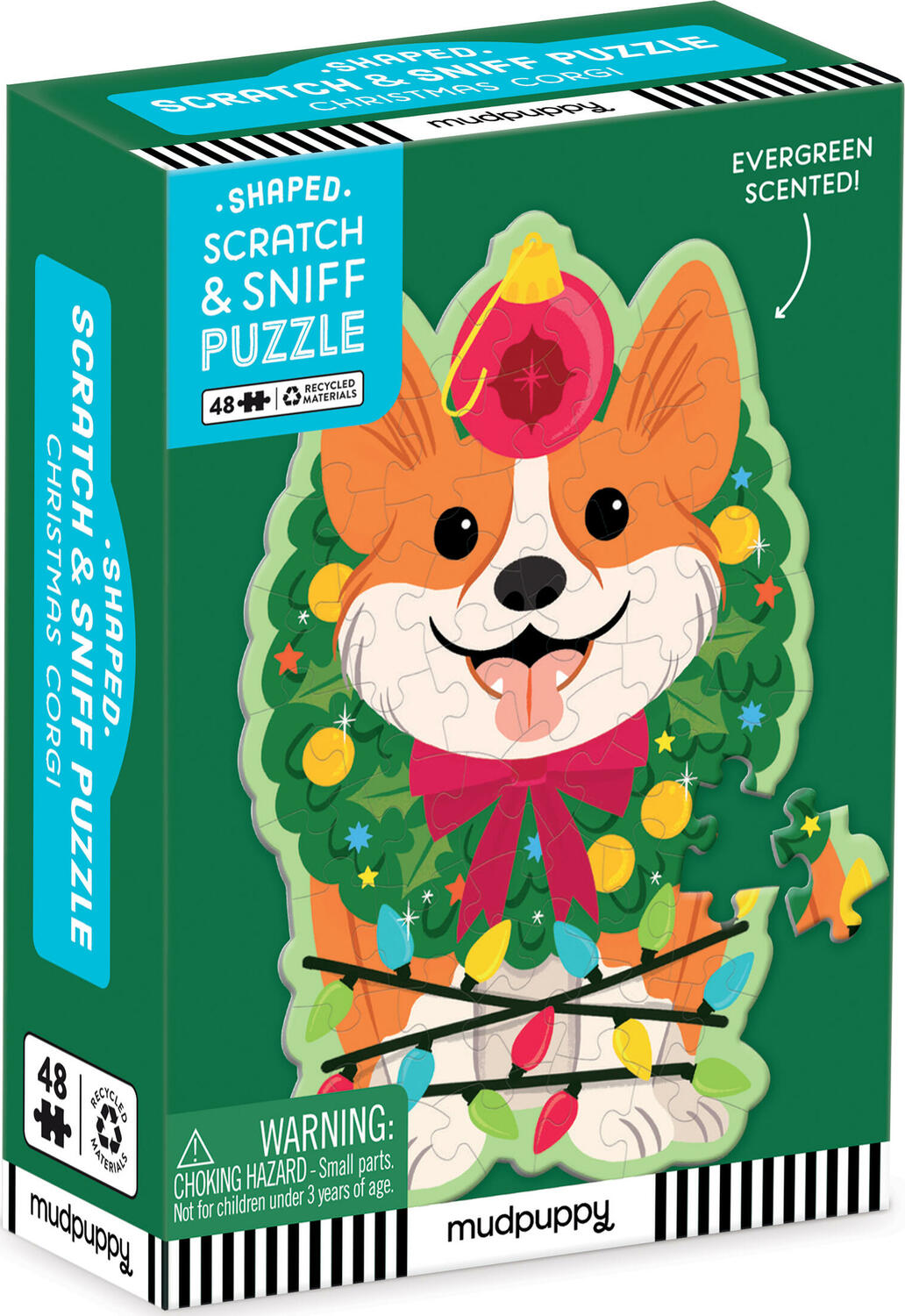 Christmas Corgi 48 Piece Scratch and Sniff Shaped Mini Pzl