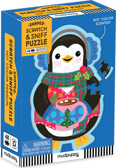 Hot Cocoa Penguin 48 Piece Scratch and Sniff Shaped Mini Pzl