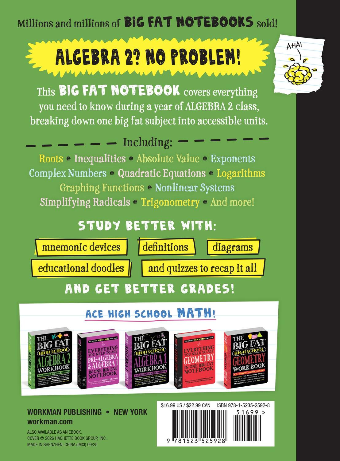 Everything You Need to Ace Algebra 2 in One Big Fat Notebook