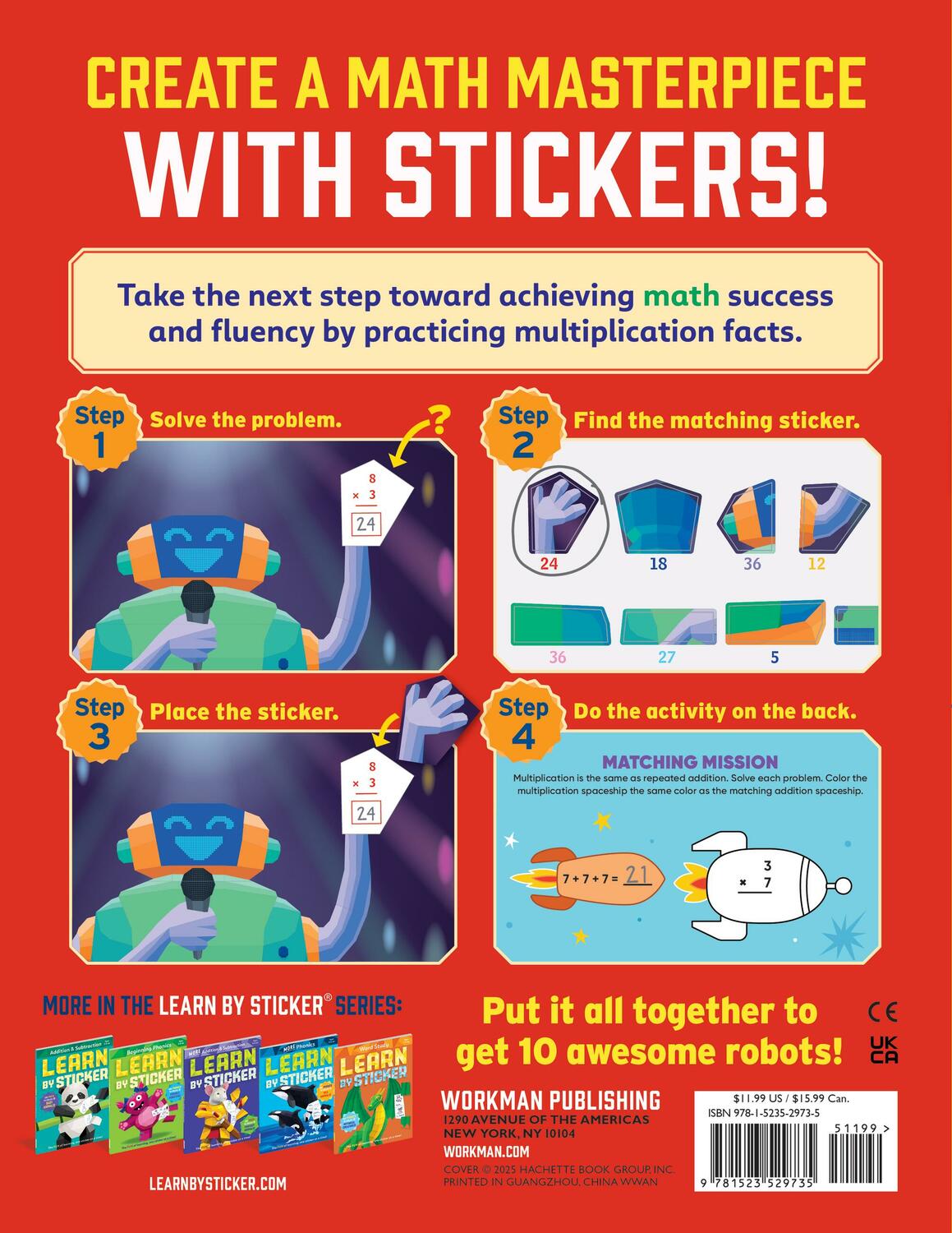Learn by Sticker: Multiplication: Use Math to Create 10 Awesome Robots!