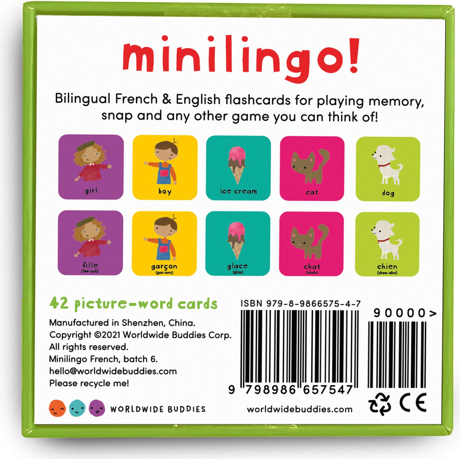 Minilingo French / English Bilingual Flashcards: Bilingual memory game with French & English cards