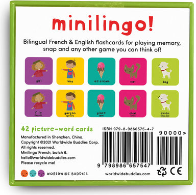 Minilingo French / English Bilingual Flashcards: Bilingual memory game with French & English cards