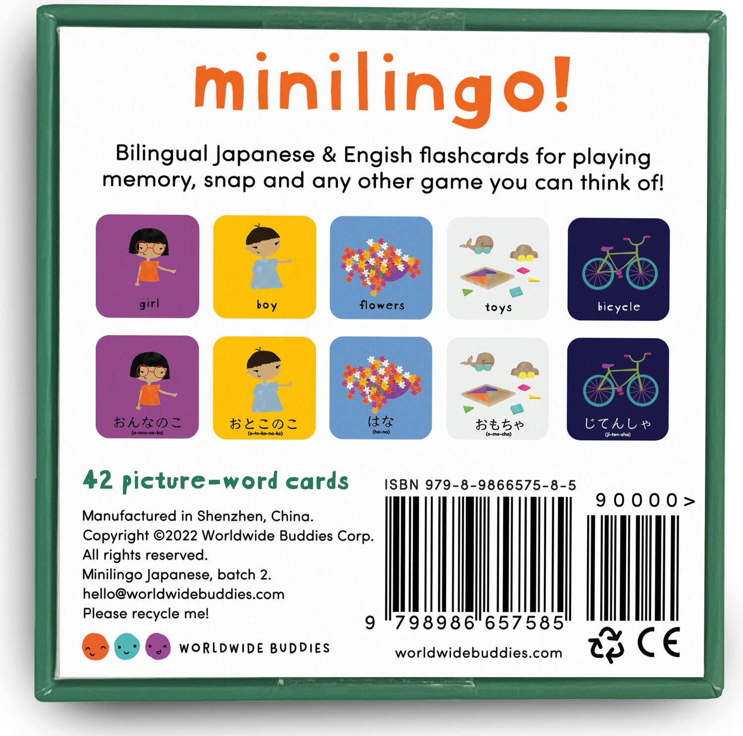 Minilingo Japanese / English Bilingual Flashcards: Bilingual memory game with Japanese & English cards