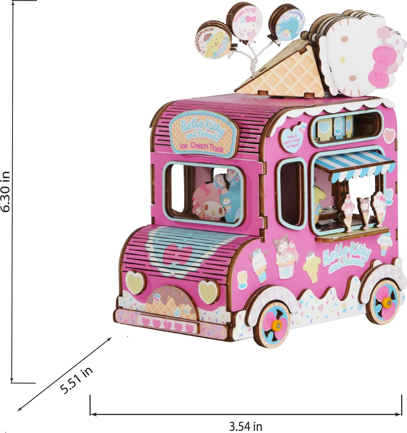Wooden Puzzle Music Box: Hello Kitty & Friends Ice Cream Truck