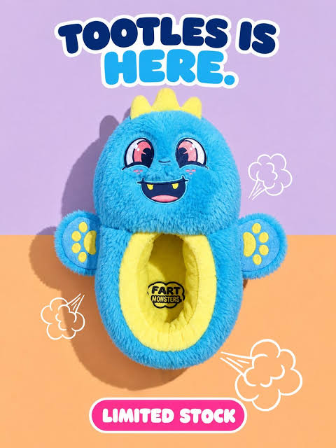 Zipper Fart Monster Slippers – Red, Medium (13/1Y)
