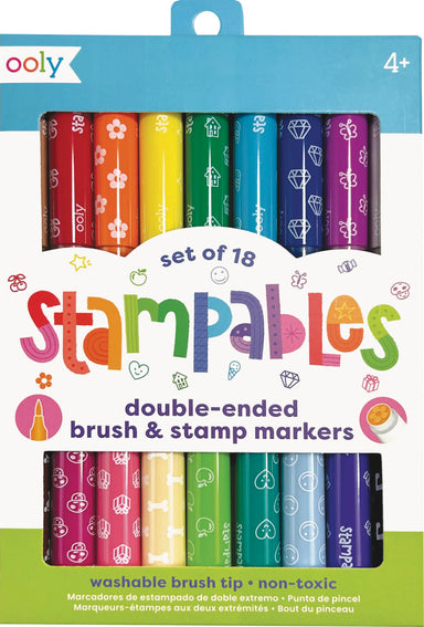 Stampables Double-Ended Stamp & Brush Markers - Set of 18