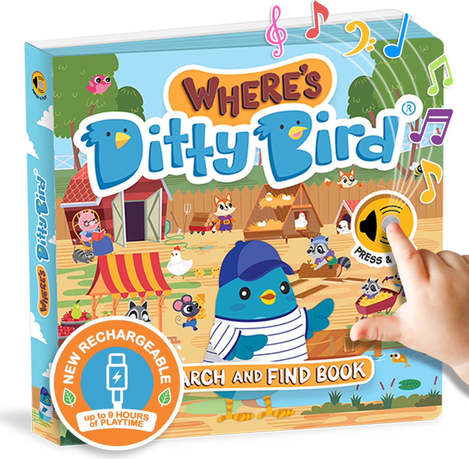 Ditty Bird | Where's Ditty? | Look and Find book with sounds | Activity Sound Book for toddlers 1- 3 | Early learning toy