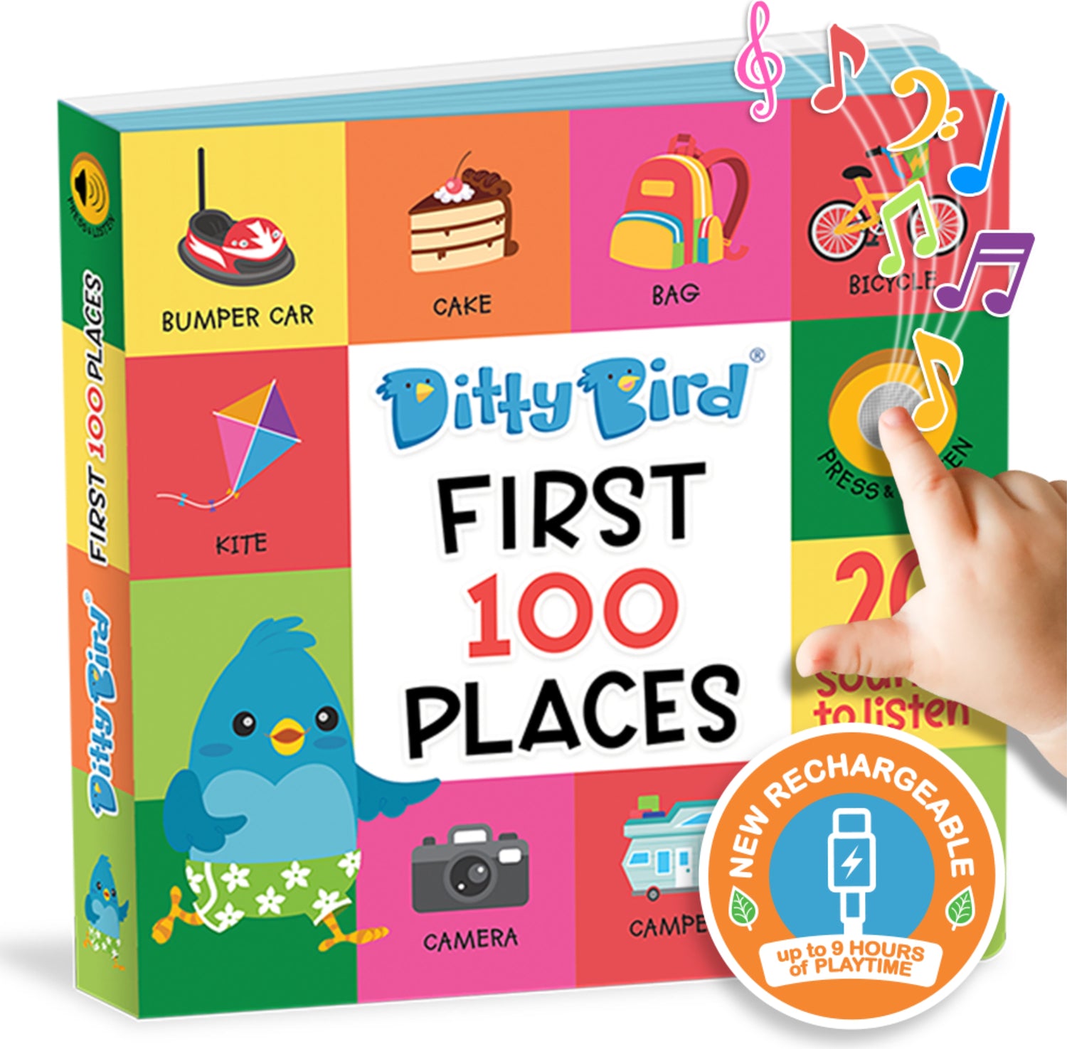 Ditty Bird | First 100 Places Interactive Sound Book for toddlers 1- 3 | speech therapy | Educational Learning books for 1 year old
