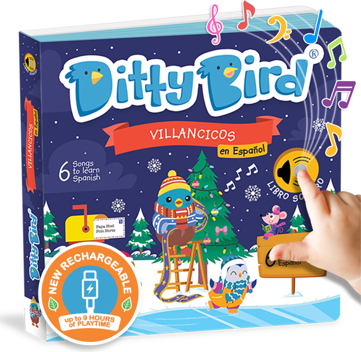 Ditty Bird | Spanish Christmas Songs | Interactive Musical Book for toddlers 1- 3 | Libro sonoro en español Canciones de Navidad
