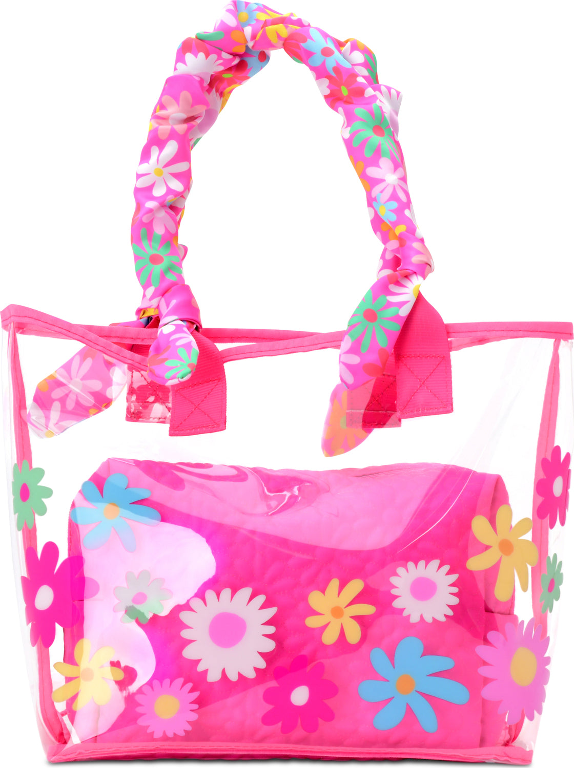 Puffy Flowers Clear Tote 2-Piece Set Large