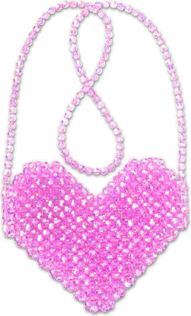 Shimmering Beaded Heart Crossbody Bag