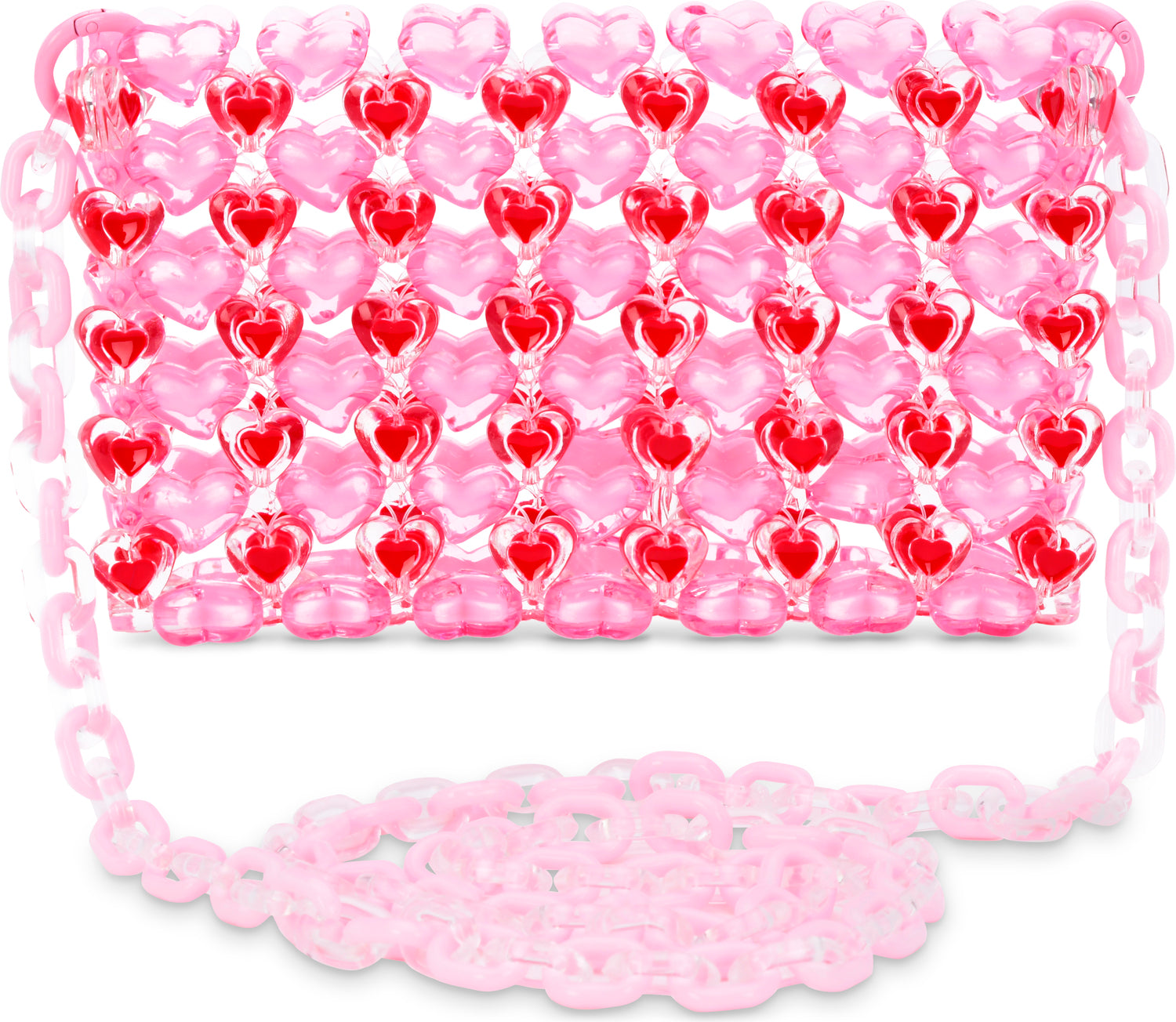 Pink Hearts Beaded Crossbody Bag
