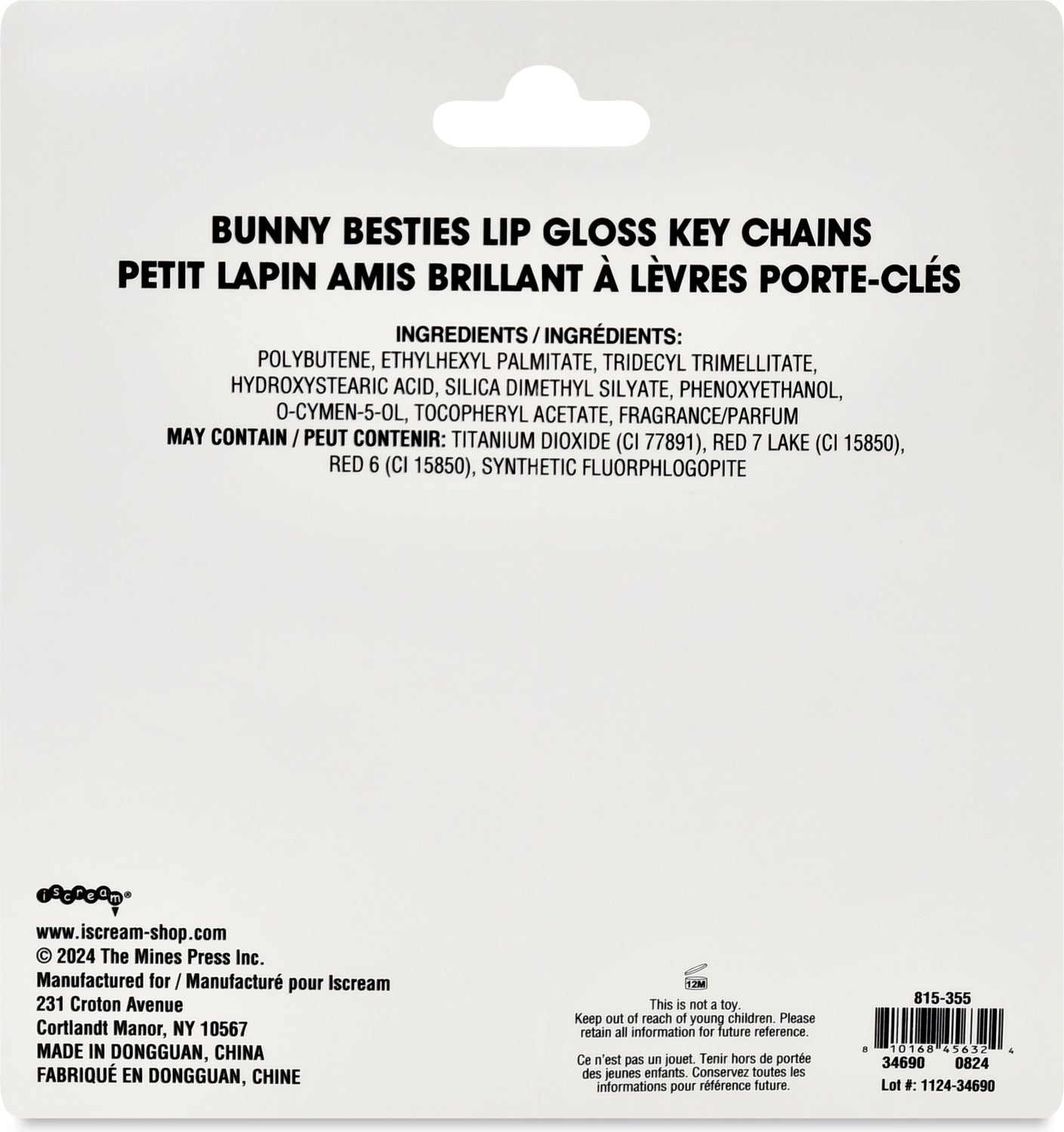 Bunny Besties Lip Gloss Key Chains - 2 Pieces
