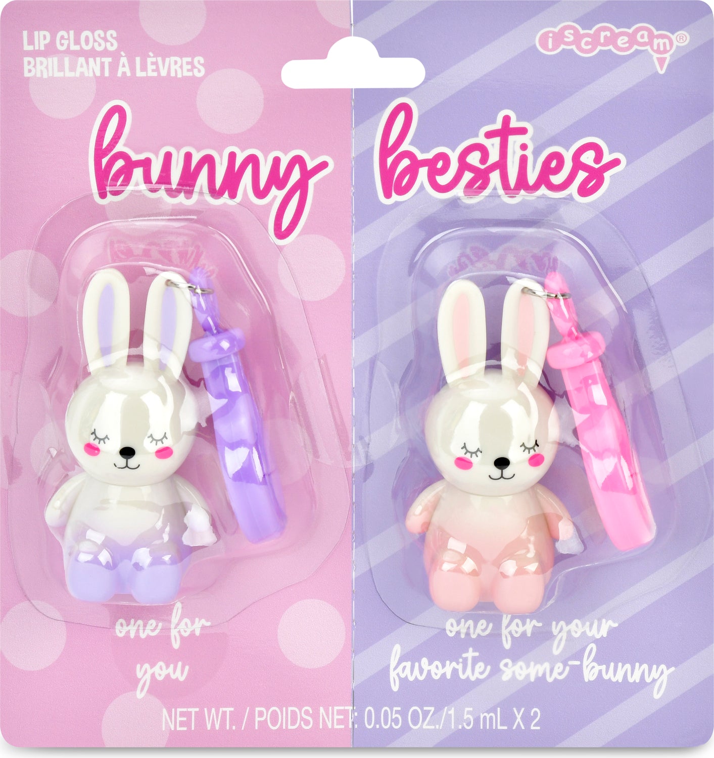 Bunny Besties Lip Gloss Key Chains - 2 Pieces