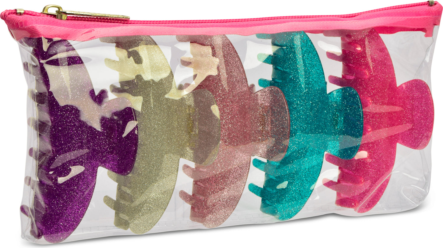 5 Pack Glitter Clips In Reusable Pouch