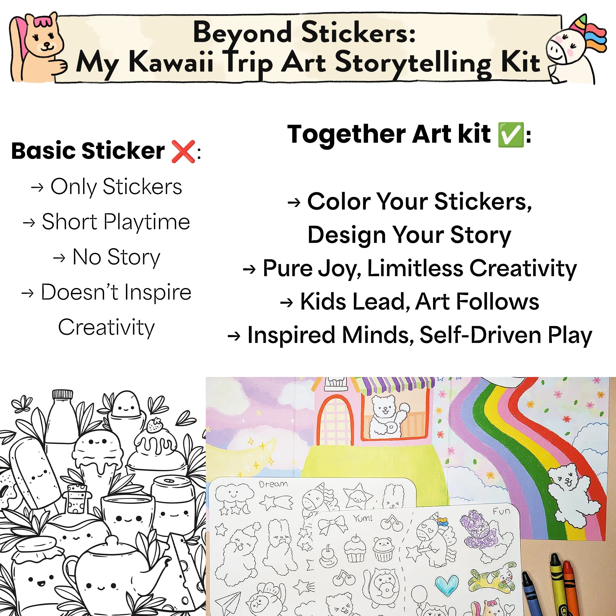 My Kawaii Trip Storytelling and Coloring Sticker Kit