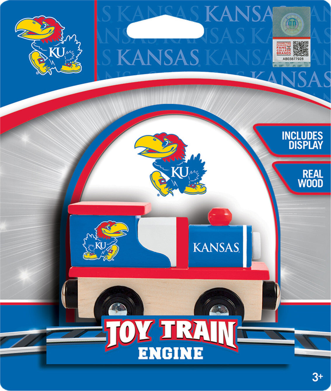 Kansas Jayhawks NCAA Wood Train Engine