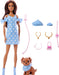 Barbie Twinning Looks Fashion Doll with Pet Dog, Matching Blue Clothes & Accessories, Brunette