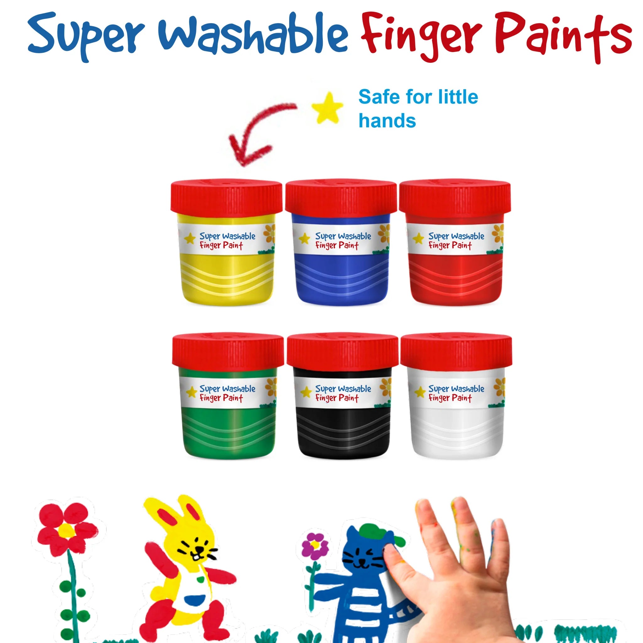 Little Creatives 6Ct Washable Finger Paints