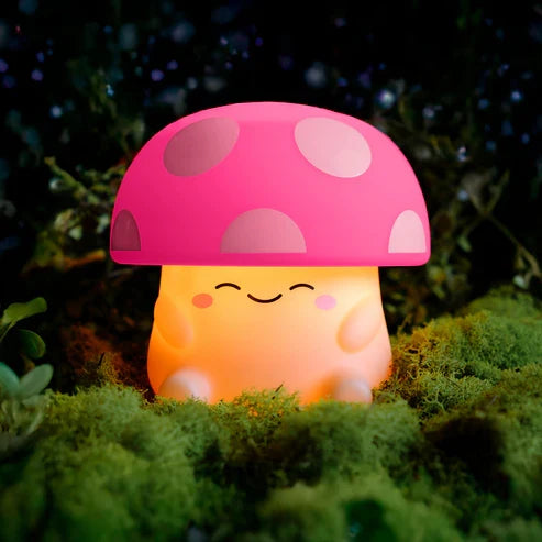 Mushi Ambient Mushroom Night Light - Squishy Silicone USB-C - Pink