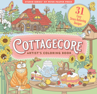 Cottagecore Adult Coloring Book (31 stress-relieving designs)